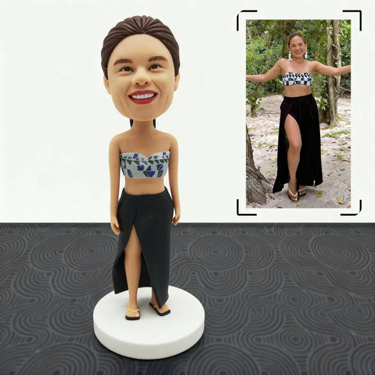 Personalised Patterned Tube Top and Black Skirt Figurine; example sculpture