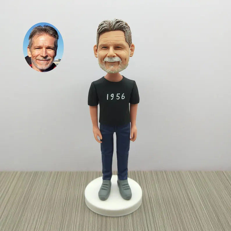 Personalised Black 1956 T-Shirt Figurine from Photos; example sculpture