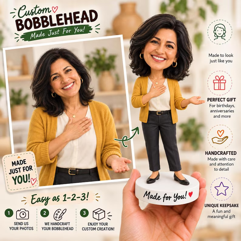 Example of the custom figurine design; personalised from customer reference photos