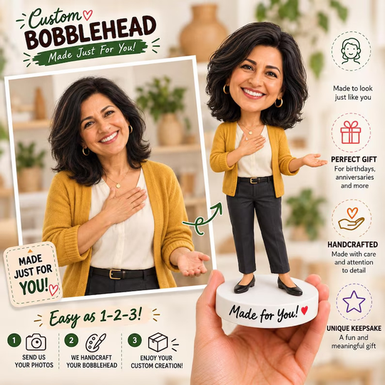 Example of the custom figurine design; personalised from customer reference photos