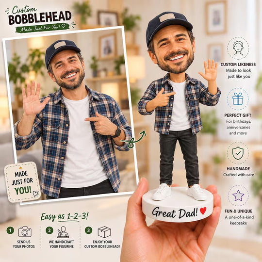 Example of the custom figurine design; personalised from customer reference photos