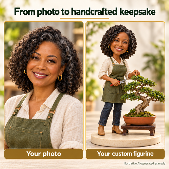 Your photo compared with a custom bonsai enthusiast bobblehead