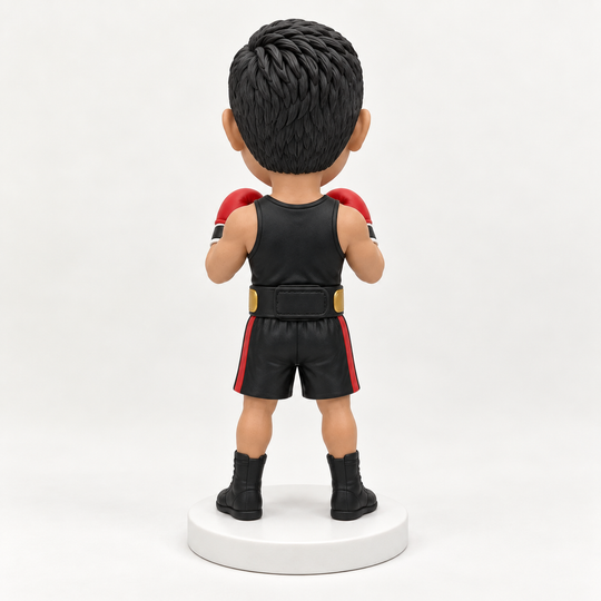 Custom boxer bobblehead rear view