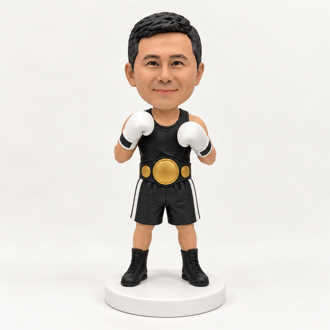Custom boxer bobblehead with white gloves
