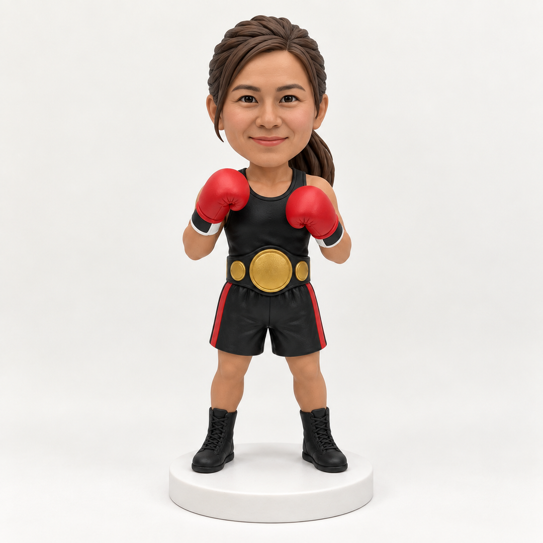 Personalised female boxer bobblehead example