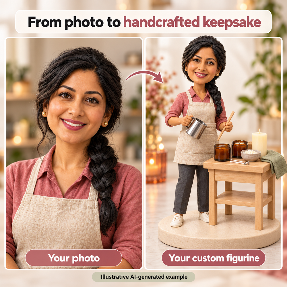 Your photo compared with a custom candle maker bobblehead