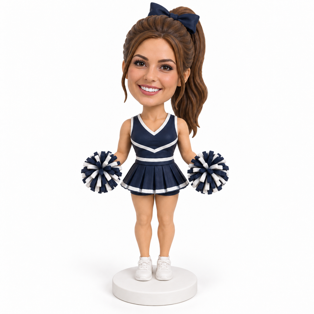 Custom cheerleader bobblehead – front view