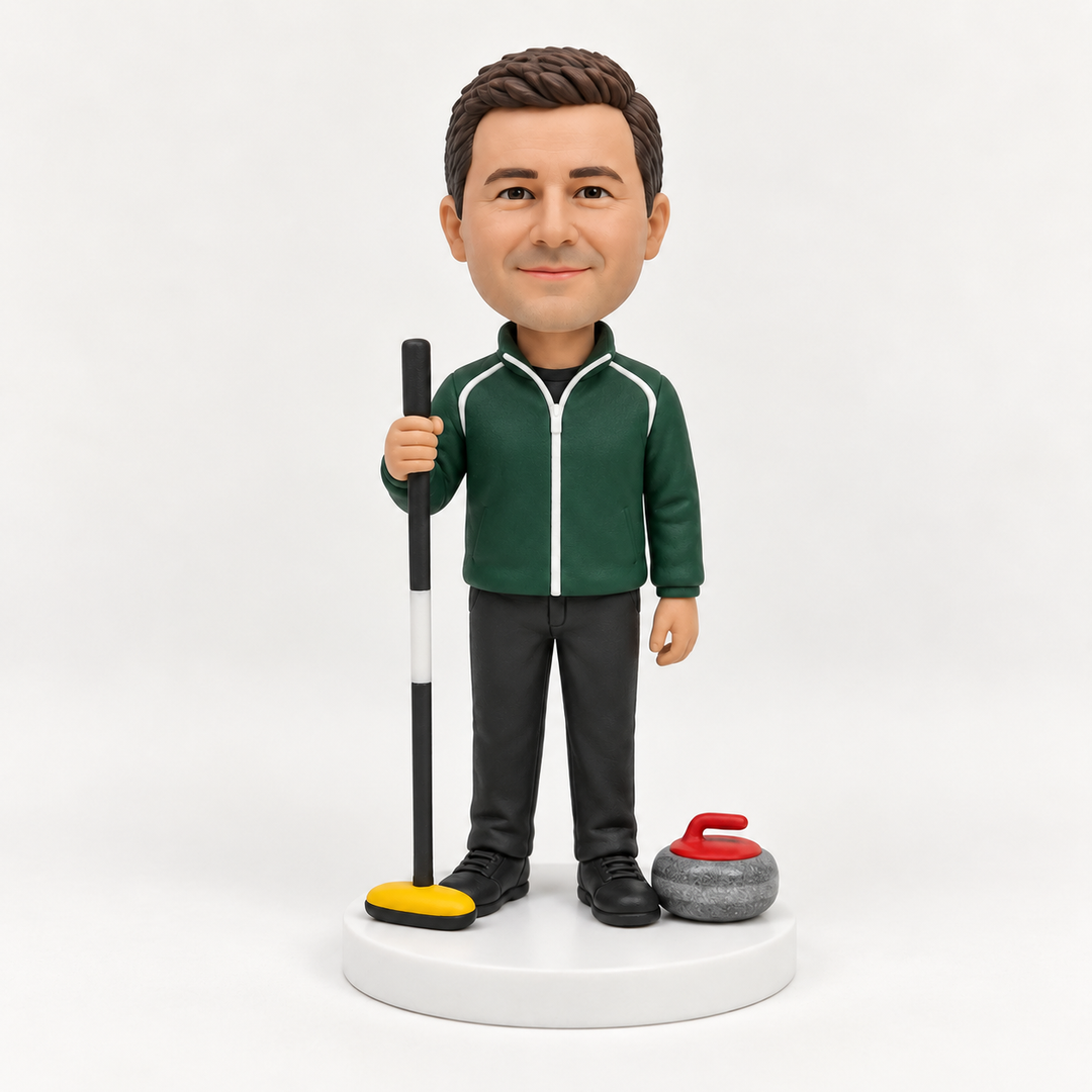 Custom curling bobblehead green outfit example