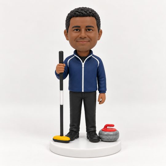 Custom curling bobblehead blue outfit example