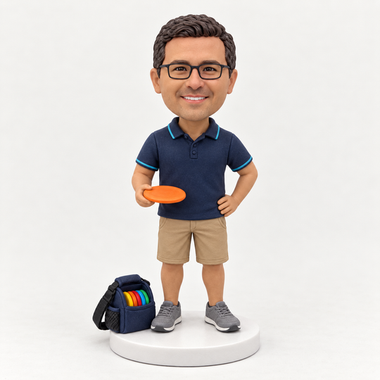Custom disc golf bobblehead front view