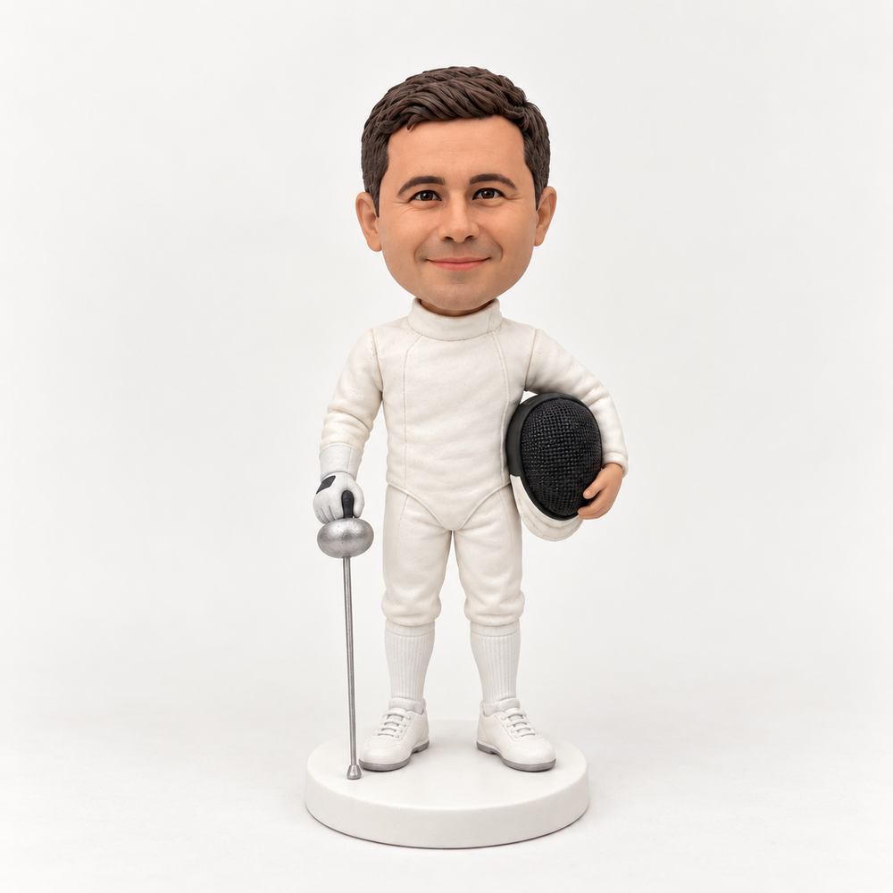 Custom fencer figurine front view