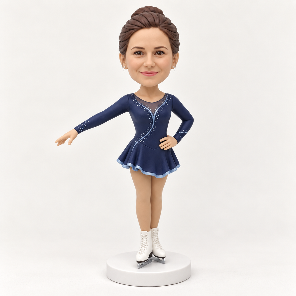 Custom figure skater bobblehead front view