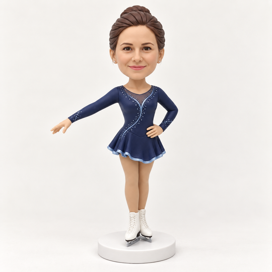 Custom figure skater bobblehead front view