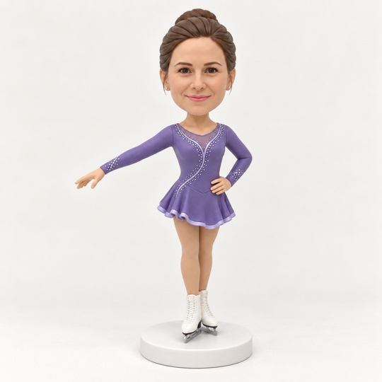 Custom figure skater bobblehead lavender costume