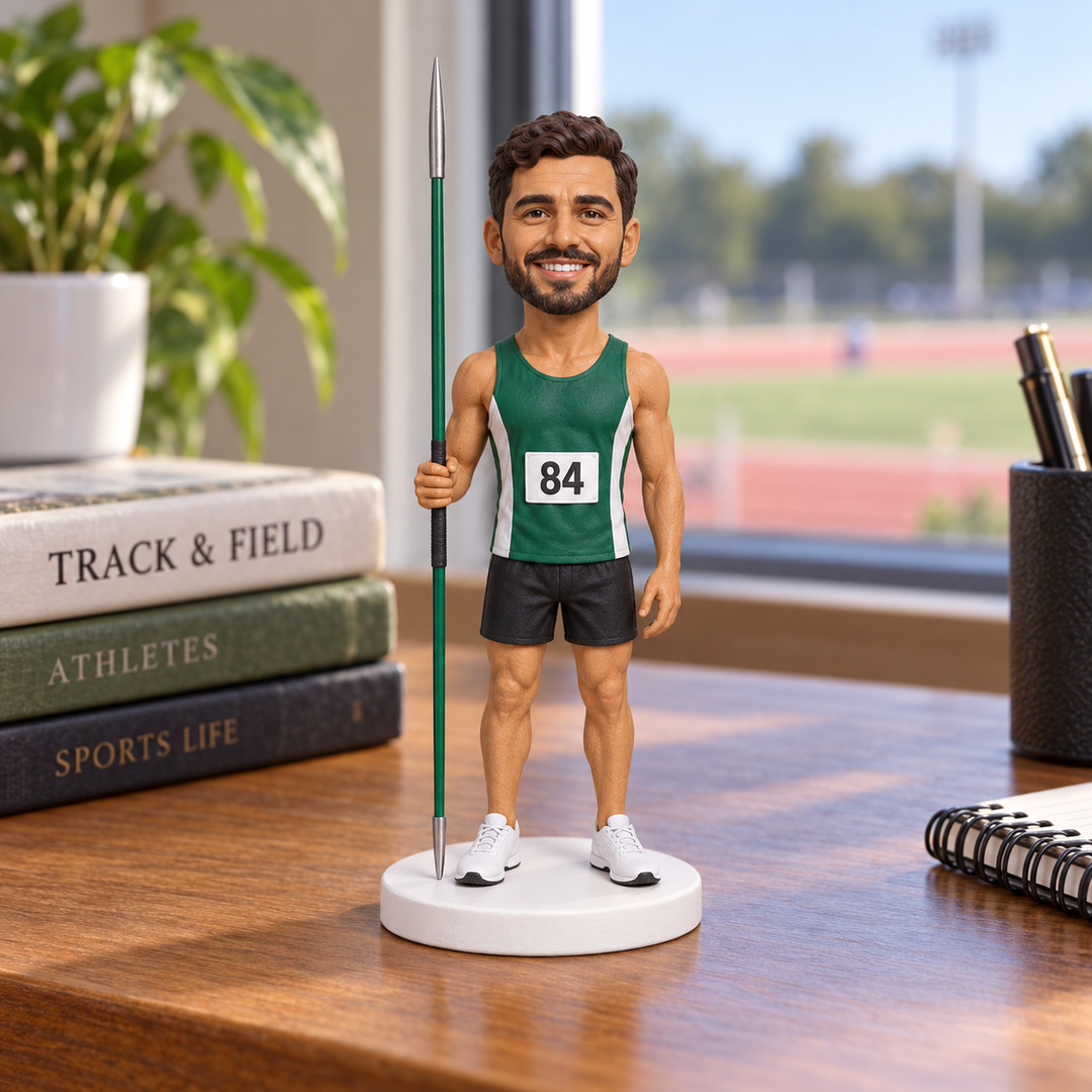Javelin athlete bobblehead desk display