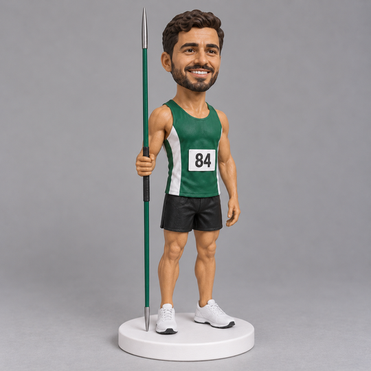 Javelin athlete bobblehead side view