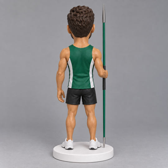 Javelin athlete bobblehead rear view