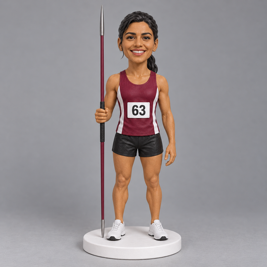 Female javelin athlete bobblehead example