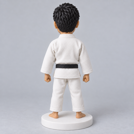 Custom judo bobblehead rear view