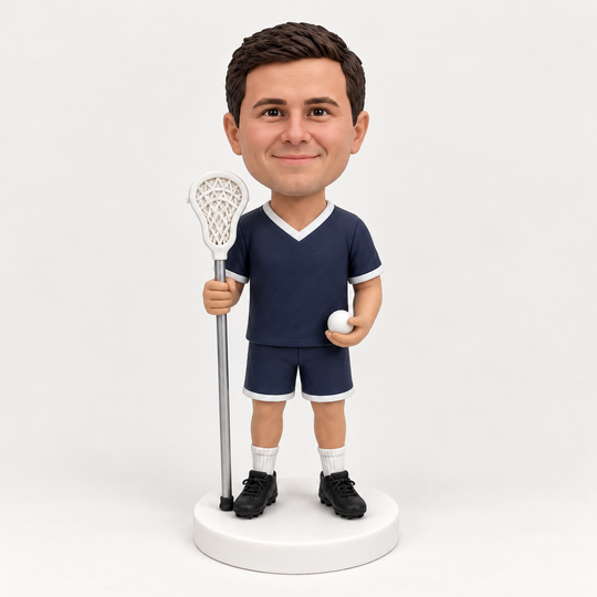 Custom lacrosse player figurine front view