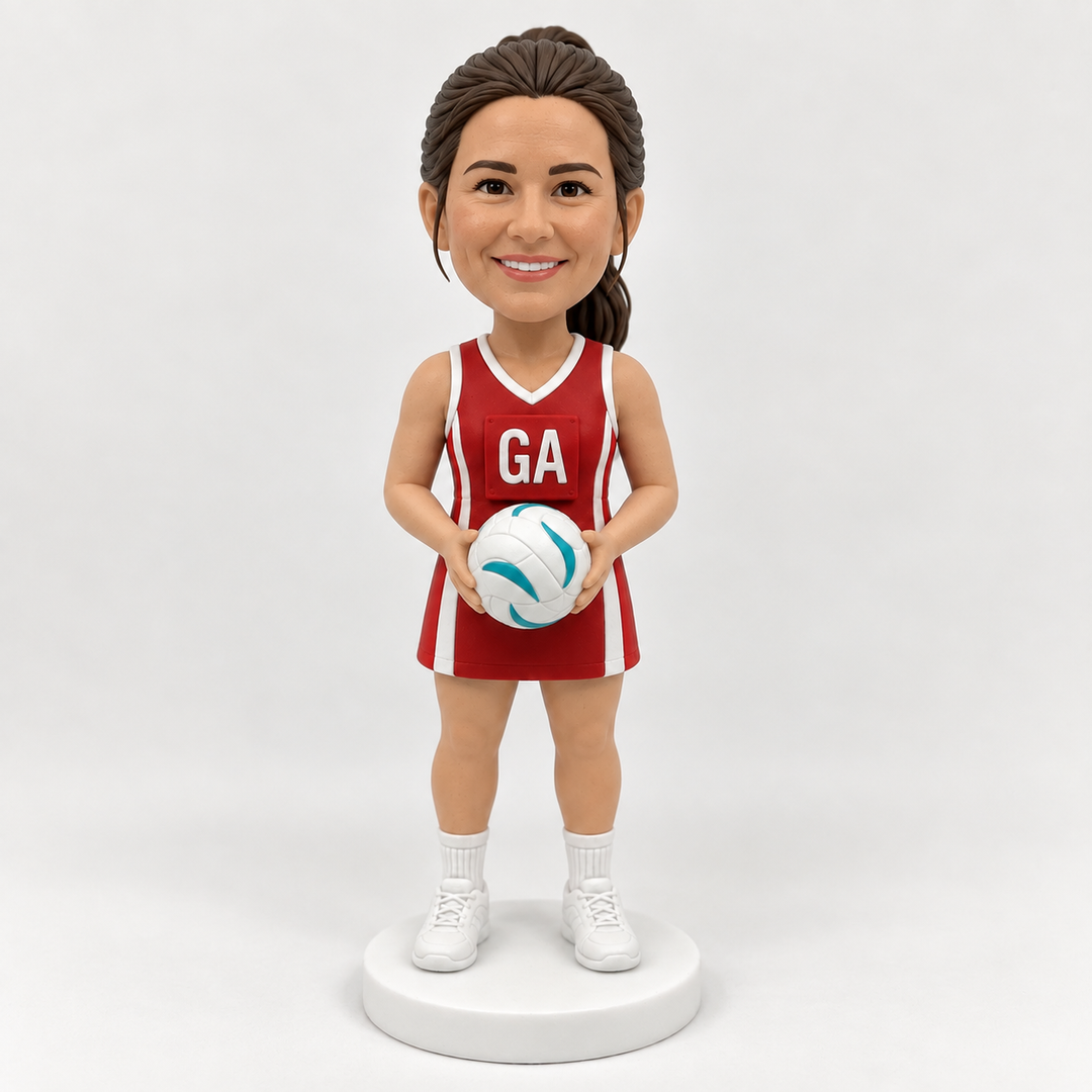 Custom netball bobblehead red GA outfit