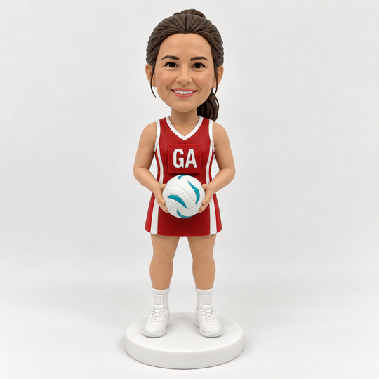 Custom netball bobblehead red GA outfit