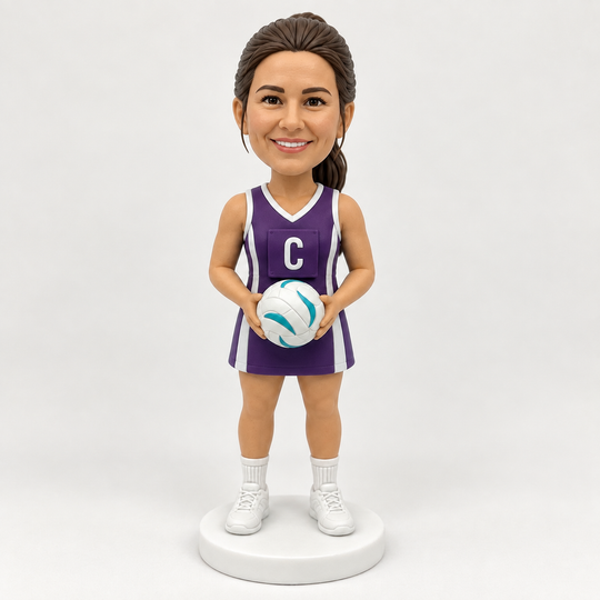 Custom netball bobblehead purple C outfit