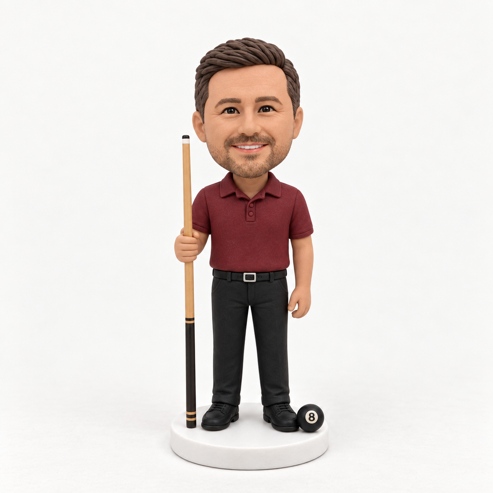 Custom pool player figurine front view