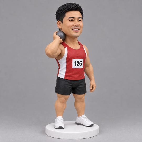 Shot put bobblehead side angle
