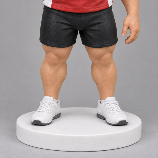 Shot put bobblehead shoes and base detail