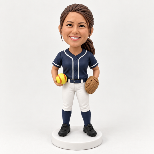 Custom softball player figurine front view