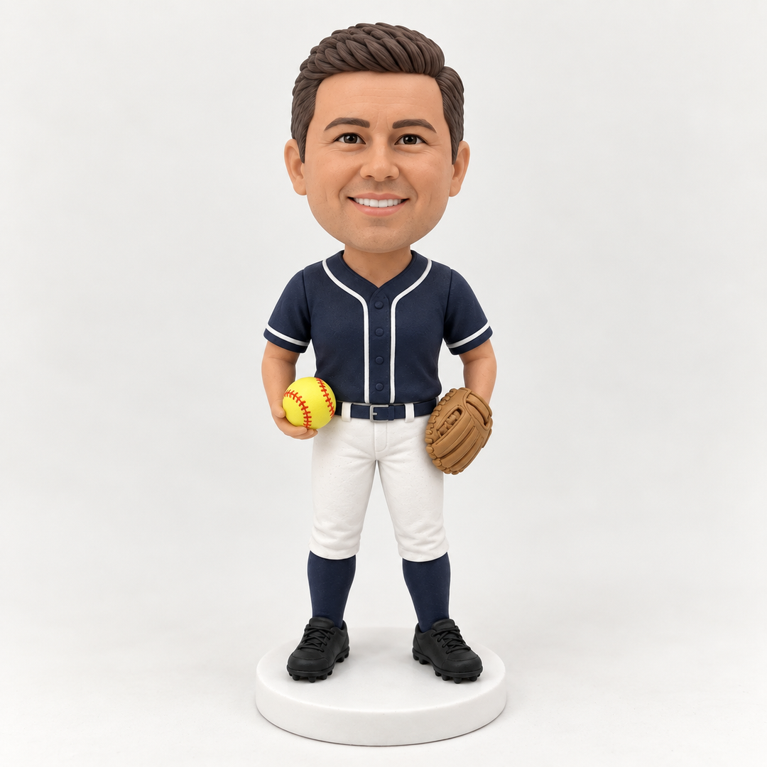 Custom male softball player figurine