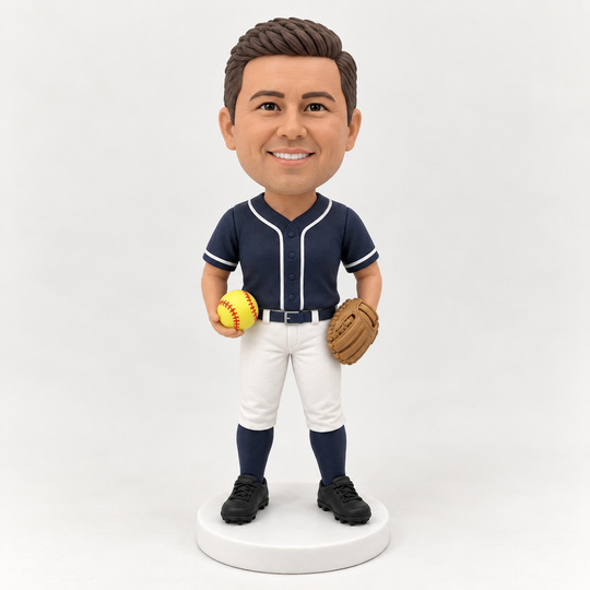 Custom male softball player figurine