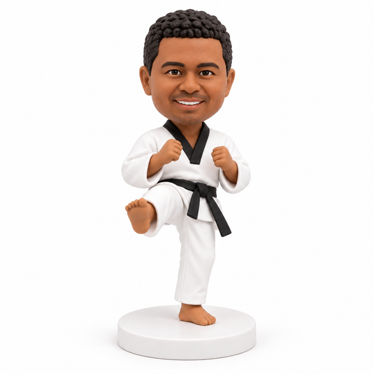 Personalised male taekwondo bobblehead example