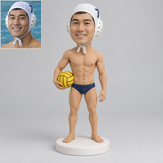 Custom water polo bobblehead with generated portrait comparison