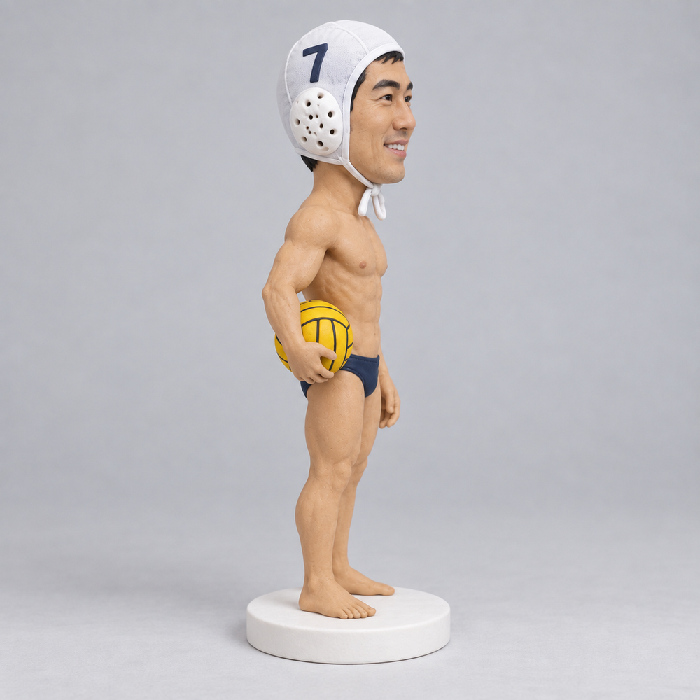 Custom water polo bobblehead side view