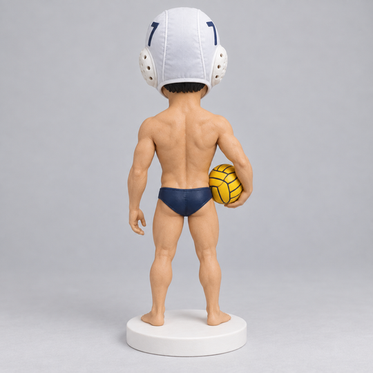 Custom water polo bobblehead rear view