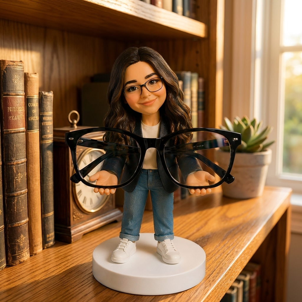 Custom Bobblehead Glasses Holder – Personalized Eyeglass Stand (Holds Real Glasses Securely)