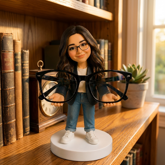 Custom Bobblehead Glasses Holder – Personalized Eyeglass Stand (Holds Real Glasses Securely)