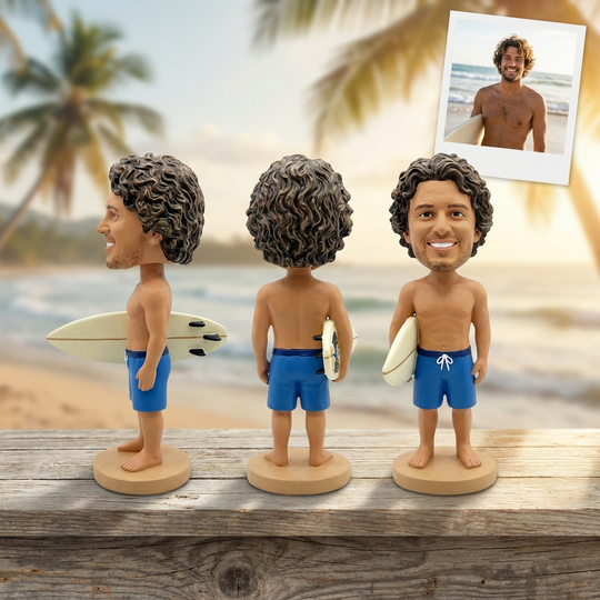 Custom Surfer Bobblehead – Personalized Surfing Figurine & Unique Beach Gift
