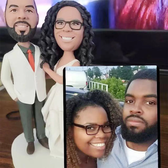 Custom Bobble Head Mini Figurine Wedding Couple Customized wedding cake topper