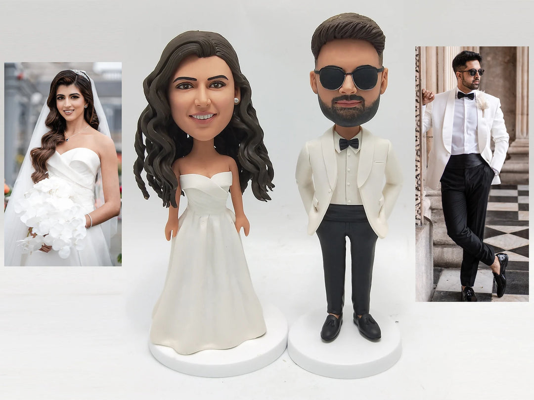 Custom Bobble Head Mini Figurine Wedding Couple Customized wedding cake topper