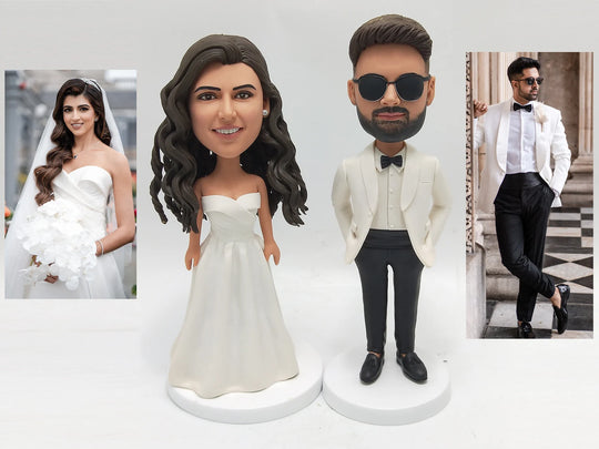 Custom Bobble Head Mini Figurine Wedding Couple Customized wedding cake topper