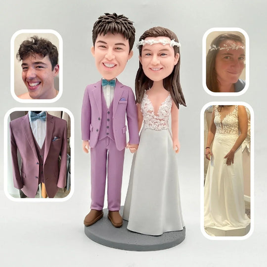 Custom Bobble Head Mini Figurine Wedding Couple Customized wedding cake topper