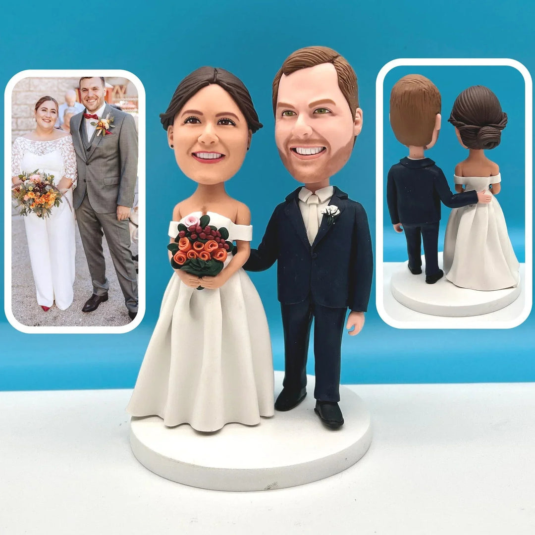 Custom Bobble Head Mini Figurine Wedding Couple Customized wedding cake topper