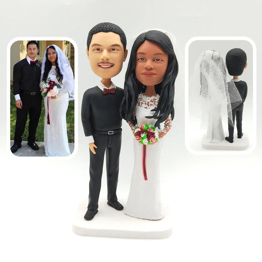 Custom Bobble Head Mini Figurine Wedding Couple Customized wedding cake topper