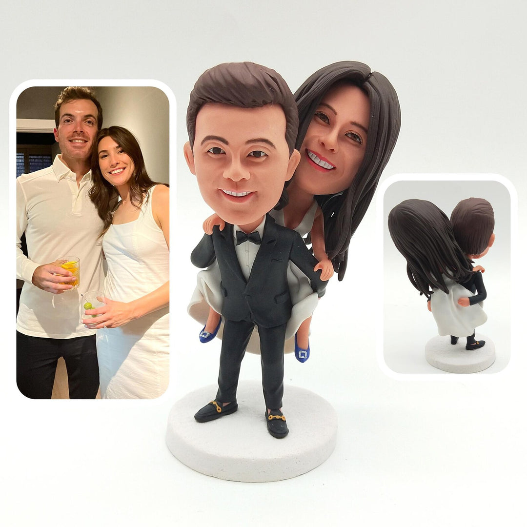 Custom Bobble Head Mini Figurine Wedding Couple Customized wedding cake topper