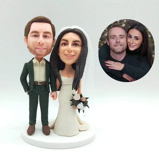 Custom Bobble Head Mini Figurine Wedding Couple Customized wedding cake topper