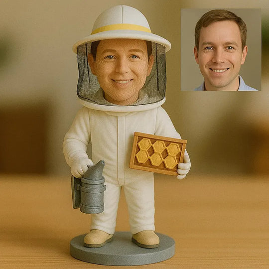 Custom Beekeeper Bobblehead – Personalized Bee Keeper Figurine from Your Photo 🐝