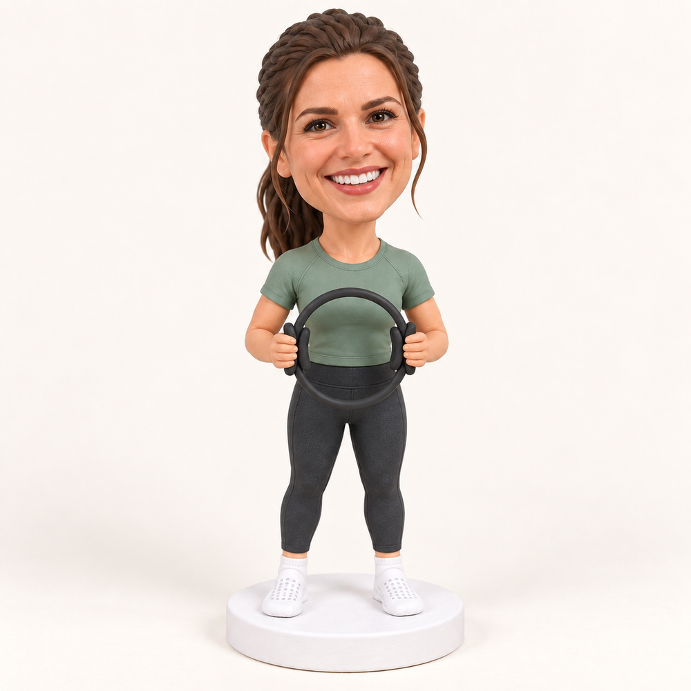 Custom Pilates instructor bobblehead design example 2